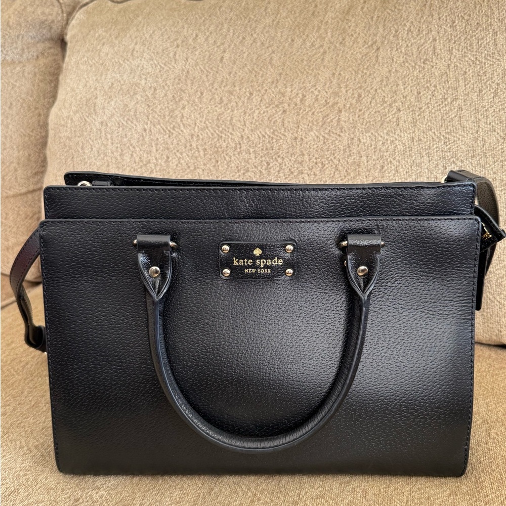 Kate Spade Black Leather Tote/Crossbody Bag